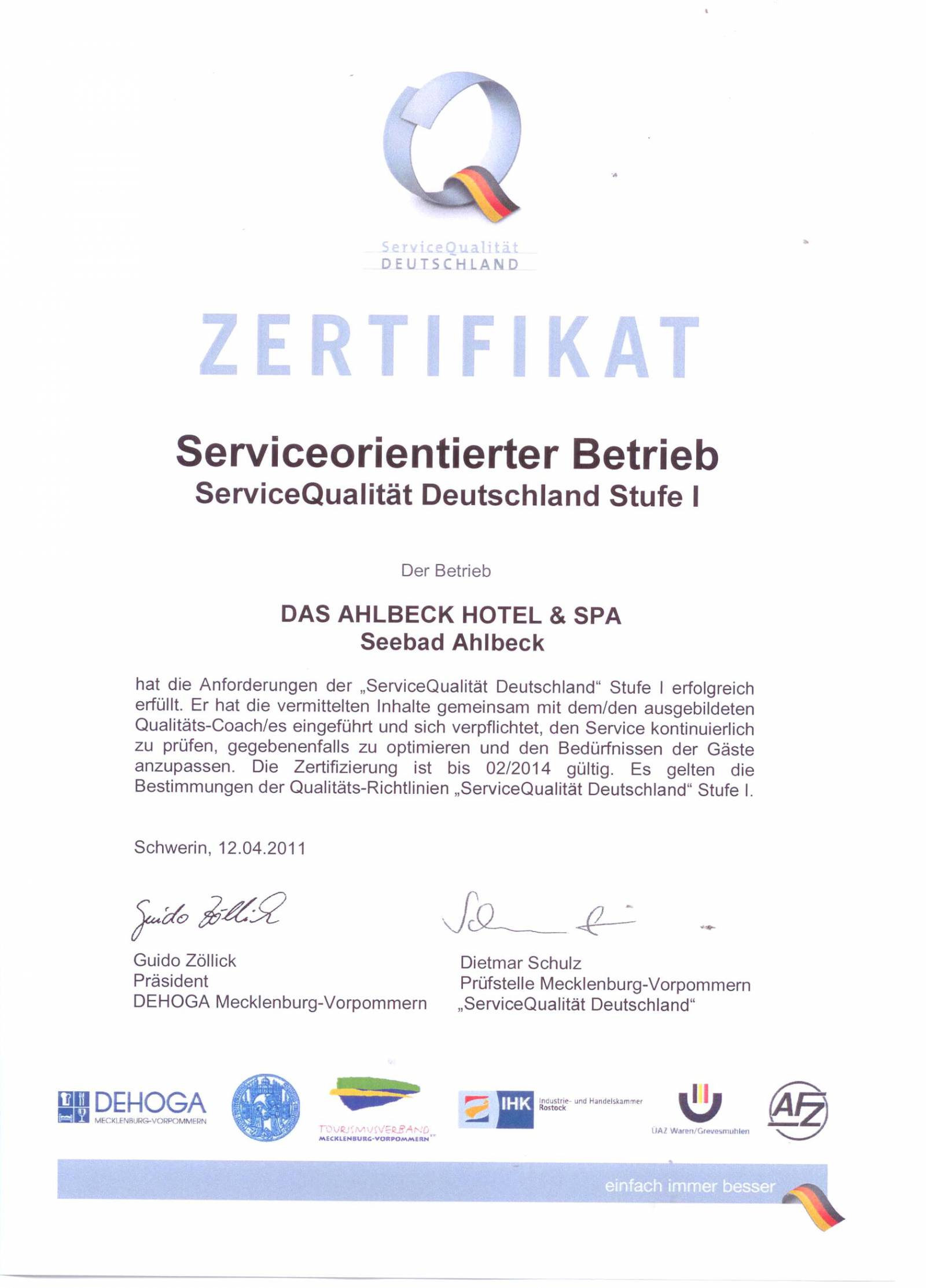 DAS AHLBECK wurde zertifiziert Symbolfoto