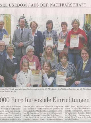 7. Usedomer Wellnesstage - 2000 Euro für soziale Einrichtungen Symbolfoto