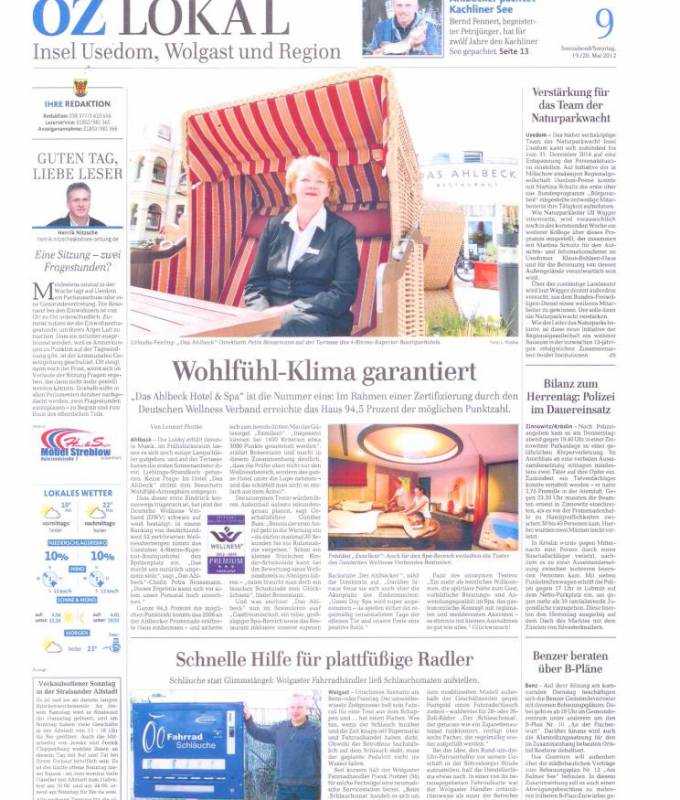 Ostsee-Zeitung 19.20.05.12 Symbolfoto
